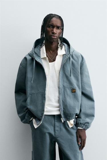 WASHED HOODED JACKET - Faded blue by Zara