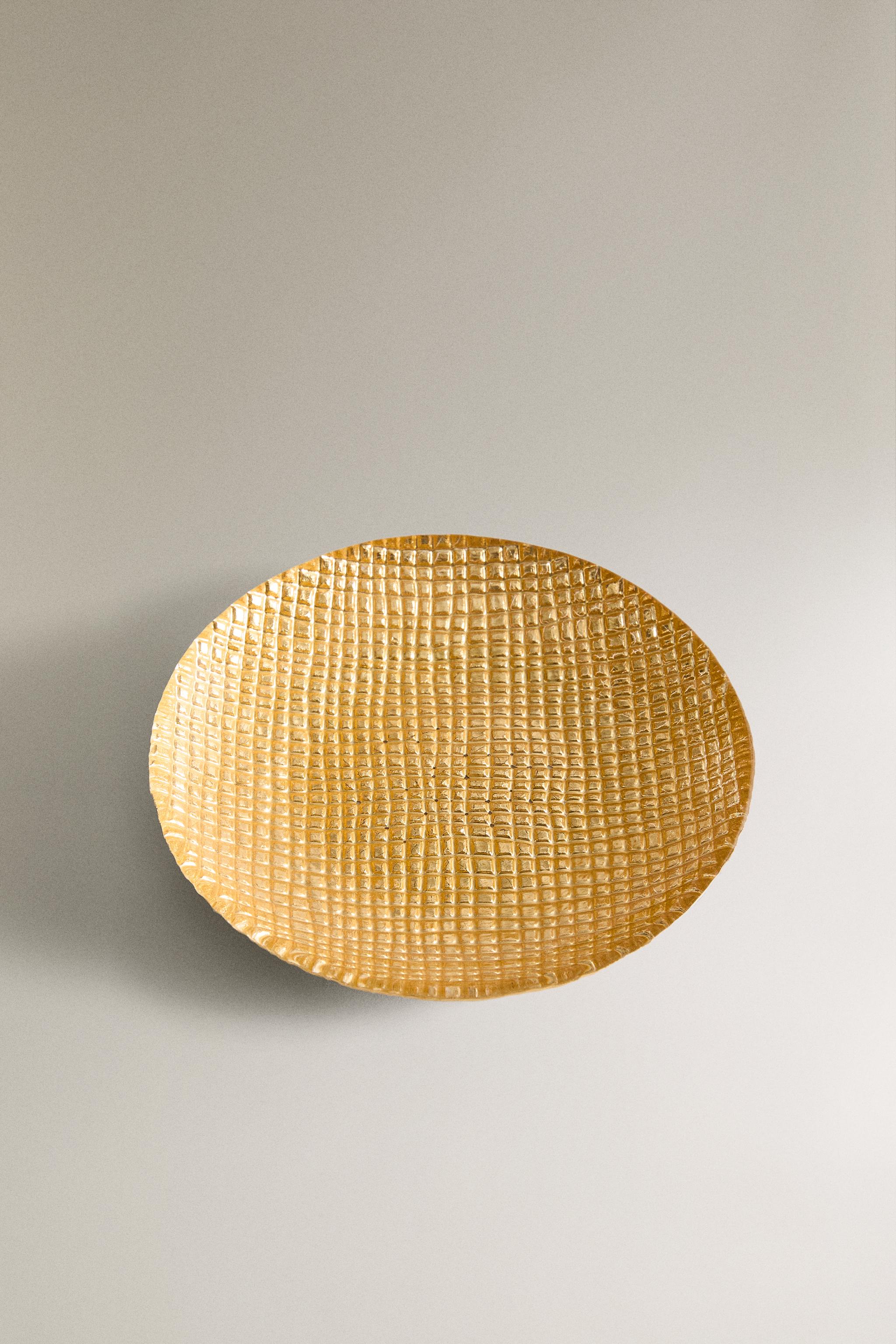 ASSIETTE EN VERRE IRRÉGULIER DORÉ