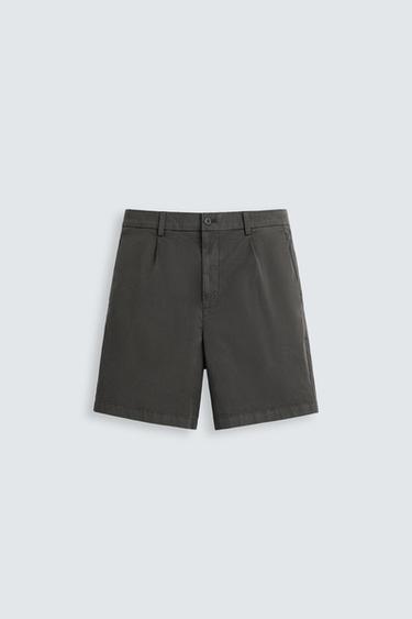 PLEATED REGULAR FIT BERMUDA SHORTS - Dark brown by Zara