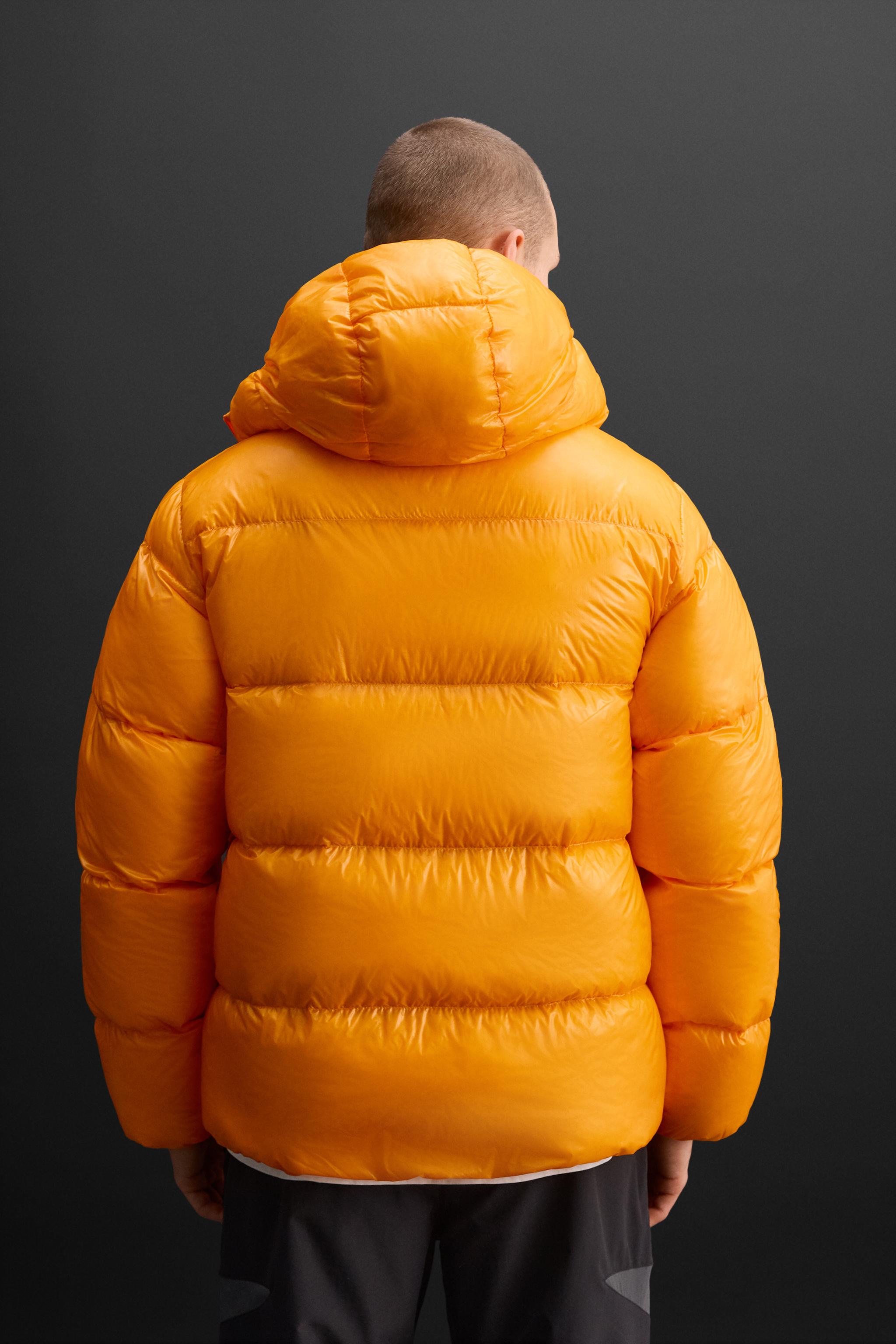 ZARA on sale YELLOW PUFFER JACKET WITH CORDUROY SHOULDERS