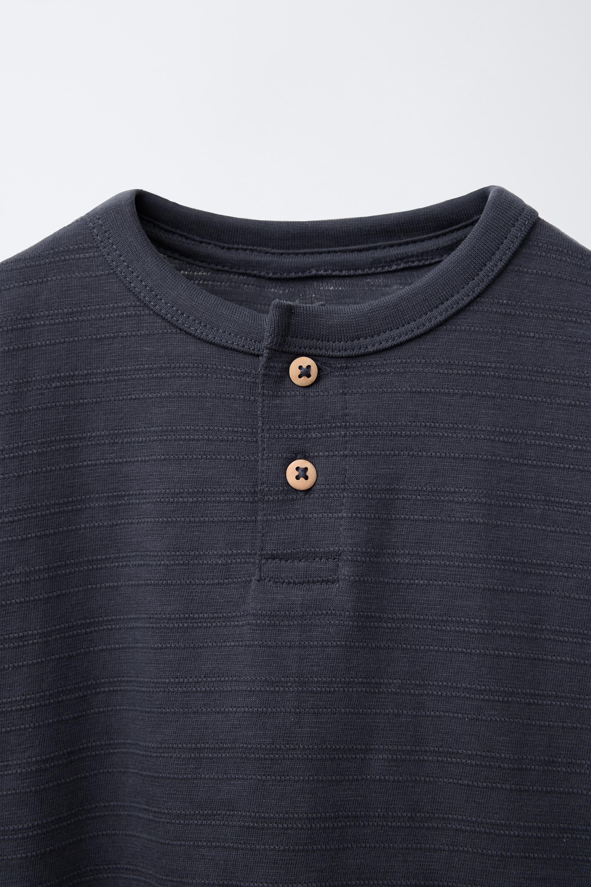 ★ドイツ発*ZARA*新作*ヘンリーネックニットTシャツ/CHOCO★ 無地ヘンリーネックTシャツ - ネイビーブルー | ZARA Japan / 日本