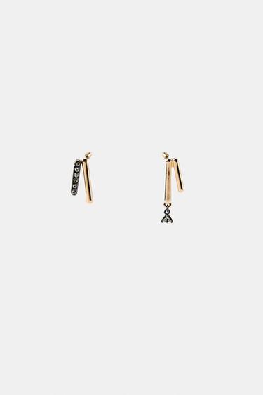 BEJEWELLED METAL EARRINGS - Golden by Zara