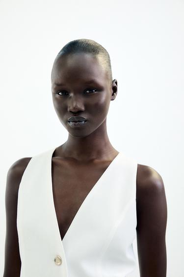 ROBE COURTE EN MATIÈRES VARIÉES - Écru de Zara - Image 3