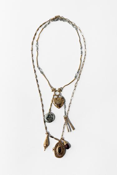 Zara 2-PACK OF CHARM AND BOX NECKLACES - Gold / Silver