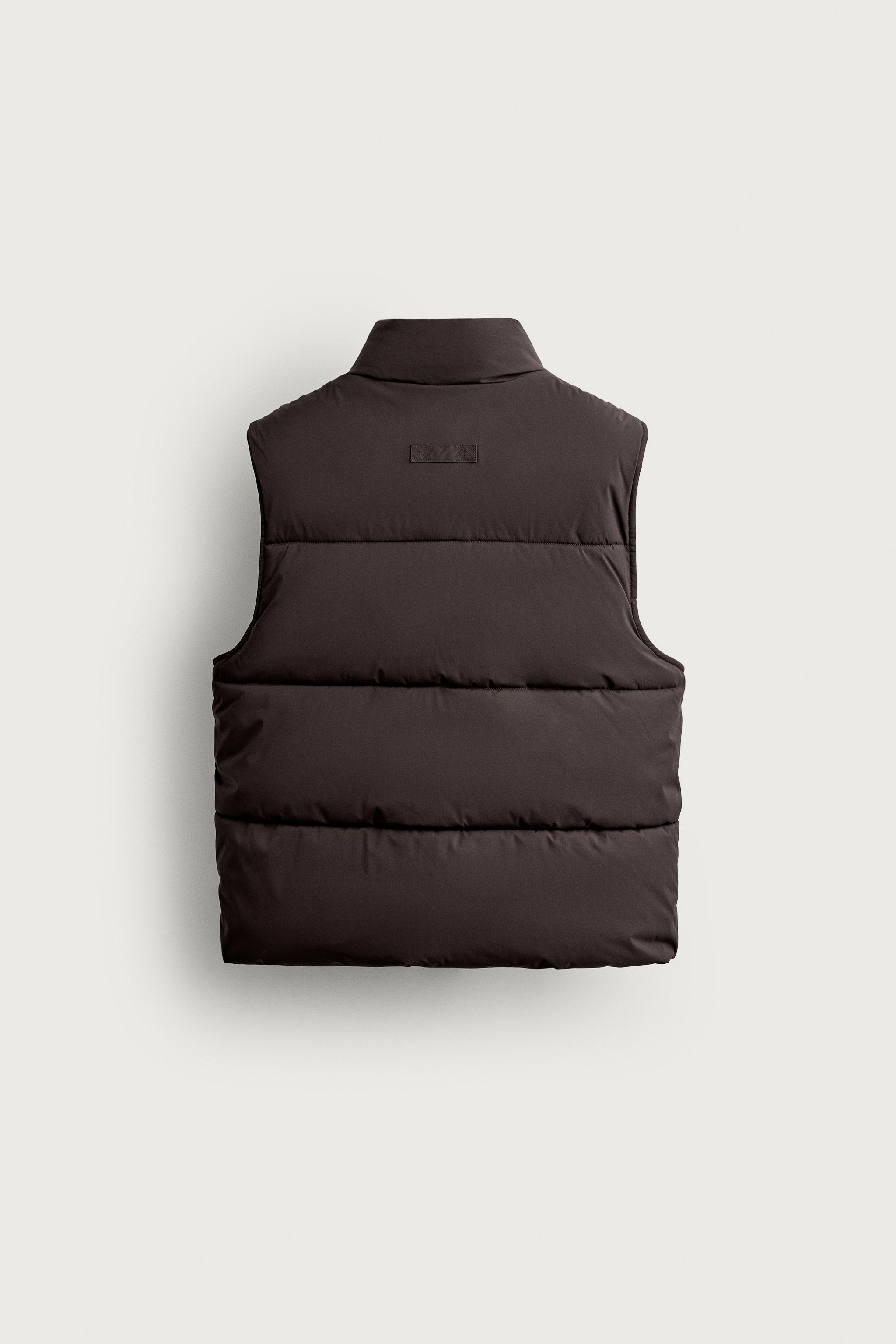 QUILTED TECHNICAL VEST — Brown