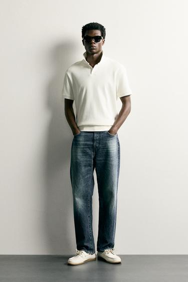 Zara VERTICAL TEXTURED POLO - Oyster-white - Image 0