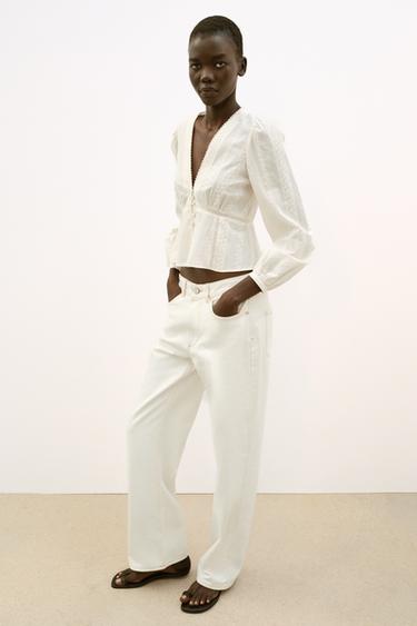 BLUSA ROMANTICA RICAMI - Écru di Zara