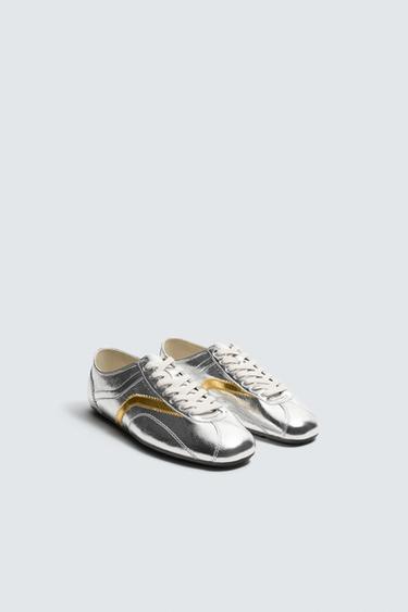 METALLIC LEATHER TRAINERS HARRY LAMBERT FOR ZARA x DISNEY - Silver by Zara