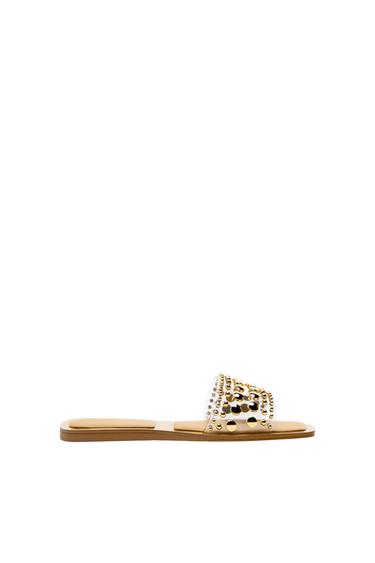VINYL SLIDER SANDALS WITH STUDS