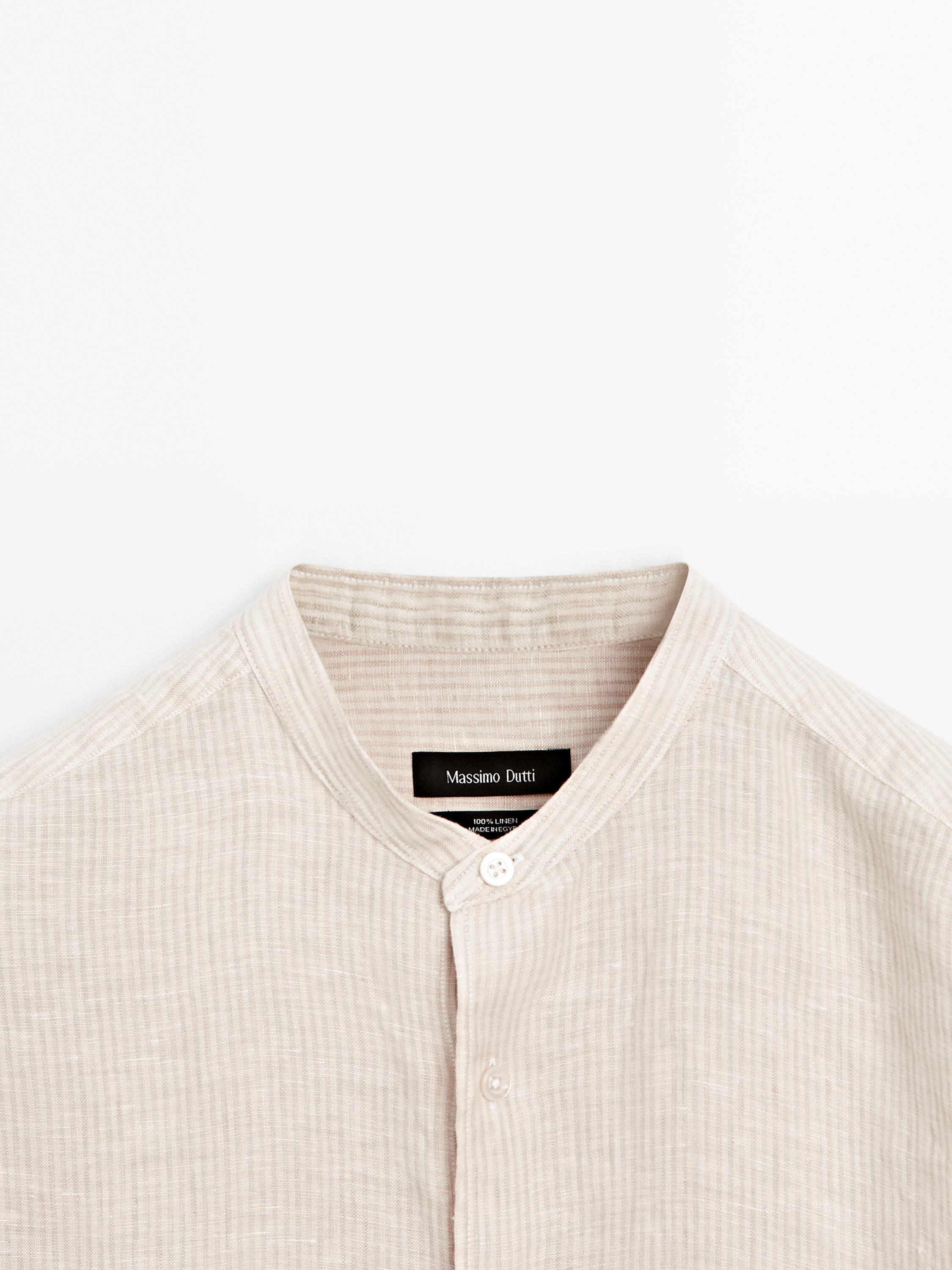 Regular-fit shirt with stand collar
