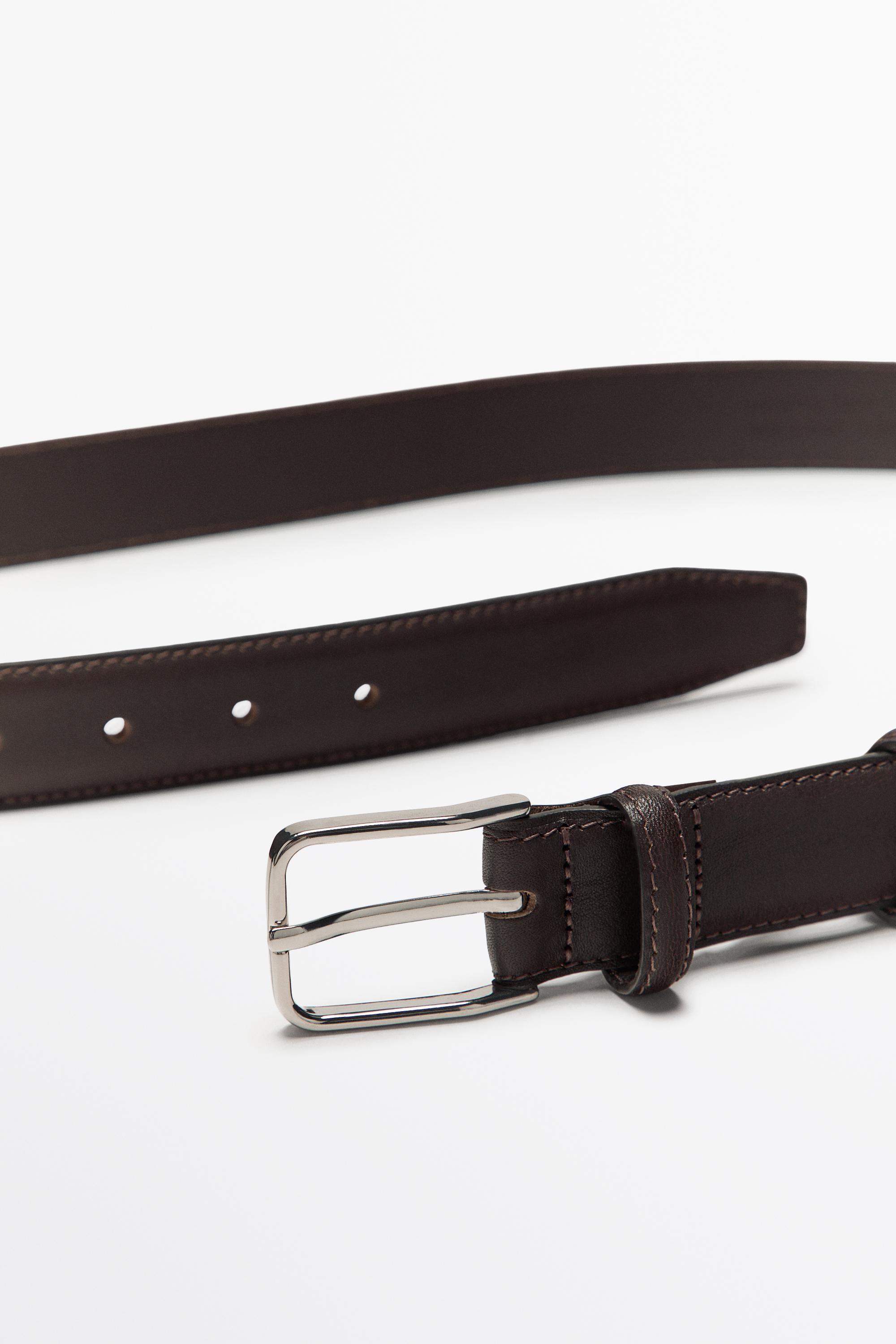 Nappa leather belt with double keeper