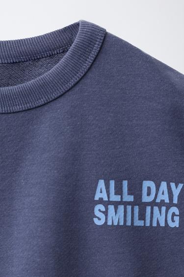 SLOGAN PRINT SWEATSHIRT - Mid-blue by Zara - Image 2