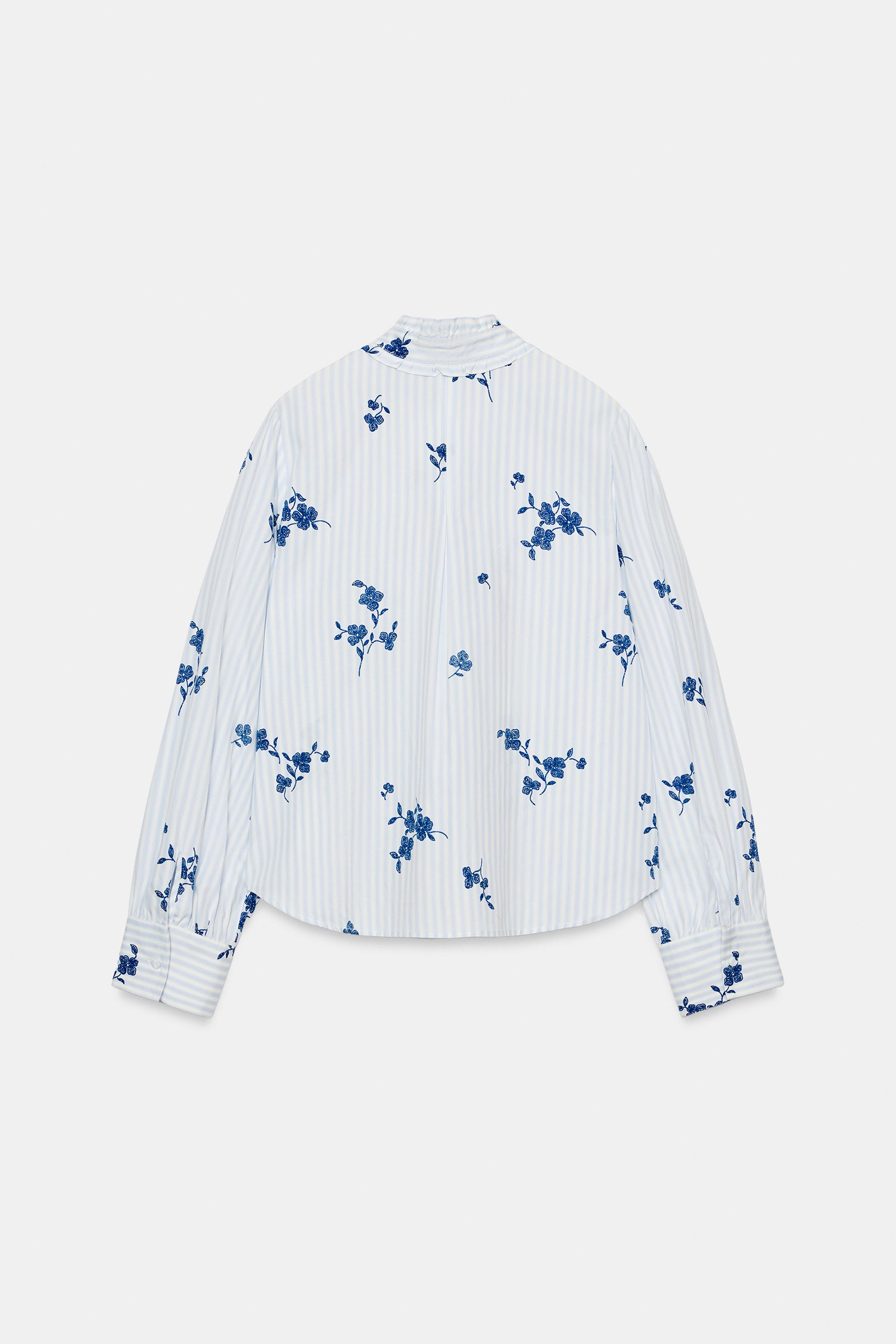 FLORAL PRINT TIE-NECK BLOUSE