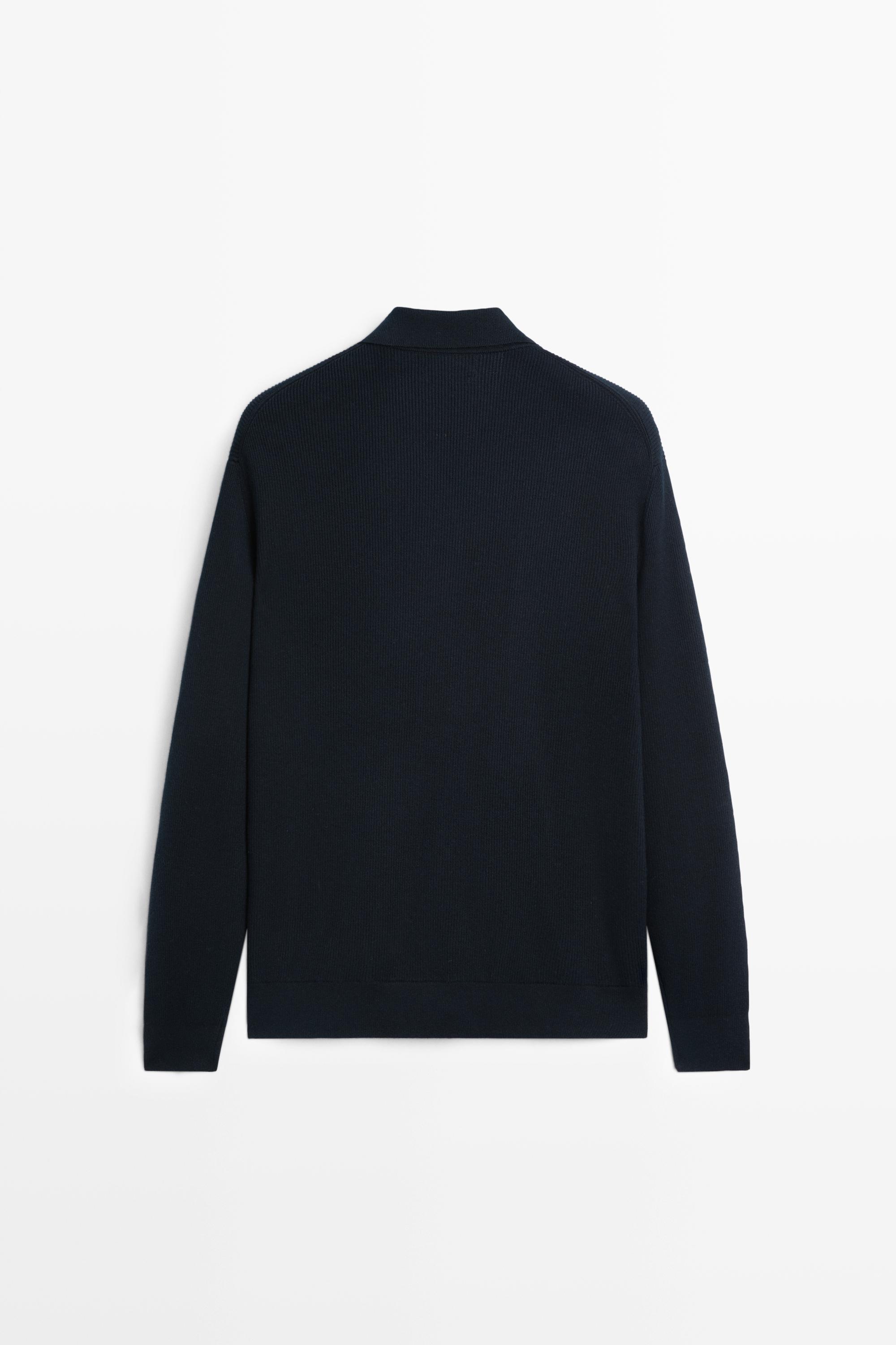 Cardigan en maille 100 % coton à col polo