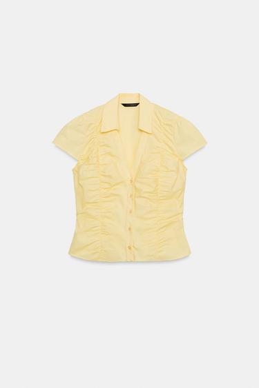 TOP POPELÍN FRUNCES - Amarillo de Zara - Imagen 0