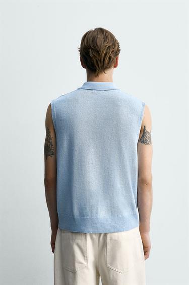 TEXTURED KNIT VEST - Light sky blue by Zara - Image 2