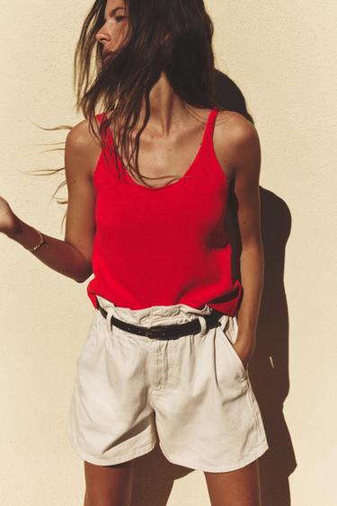 TOP TIRANTES PUNTO LISO - Rojo de Zara