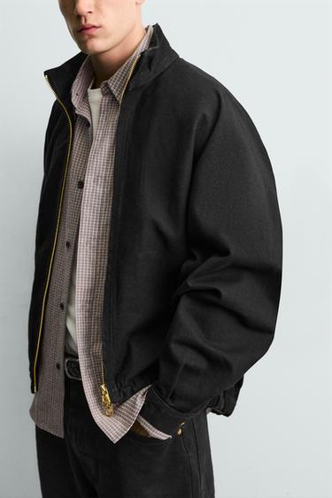 BLOUSON BOMBER COUPE CARRÉE EN COTON - Noir de Zara - Image 5