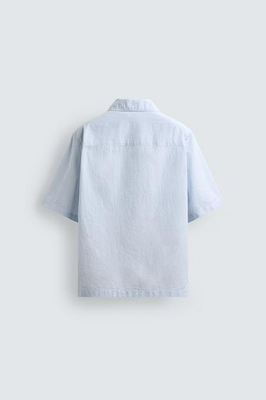 CHEMISE À CARREAUX TEXTURÉE - Bleu / Blanc de Zara - Image 8