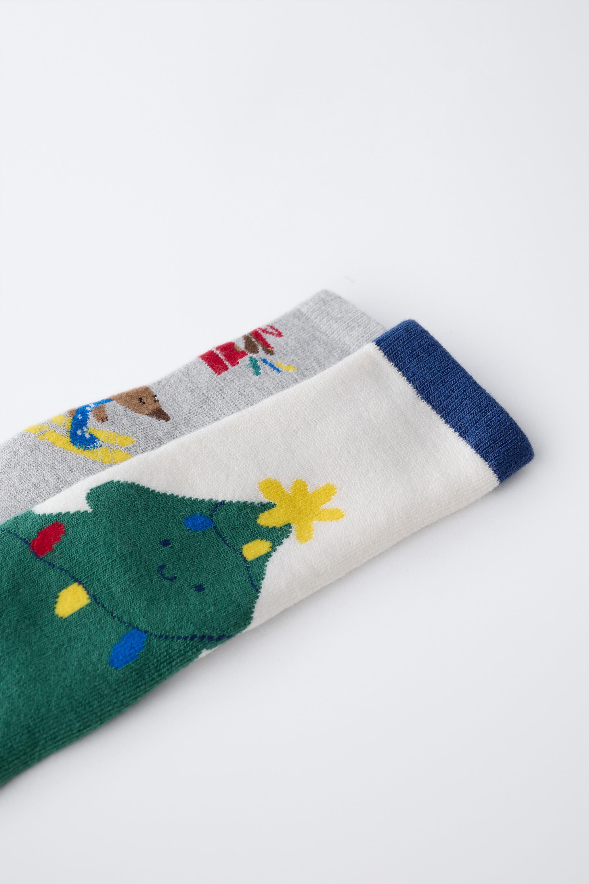 TWO-PACK OF NON-SLIP PUPPY AND TREE SOCKS
