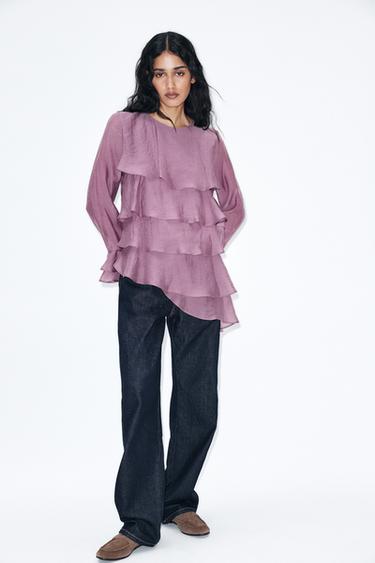 CUERPO VOLANTES ASIMÉTRICO - Malva de Zara