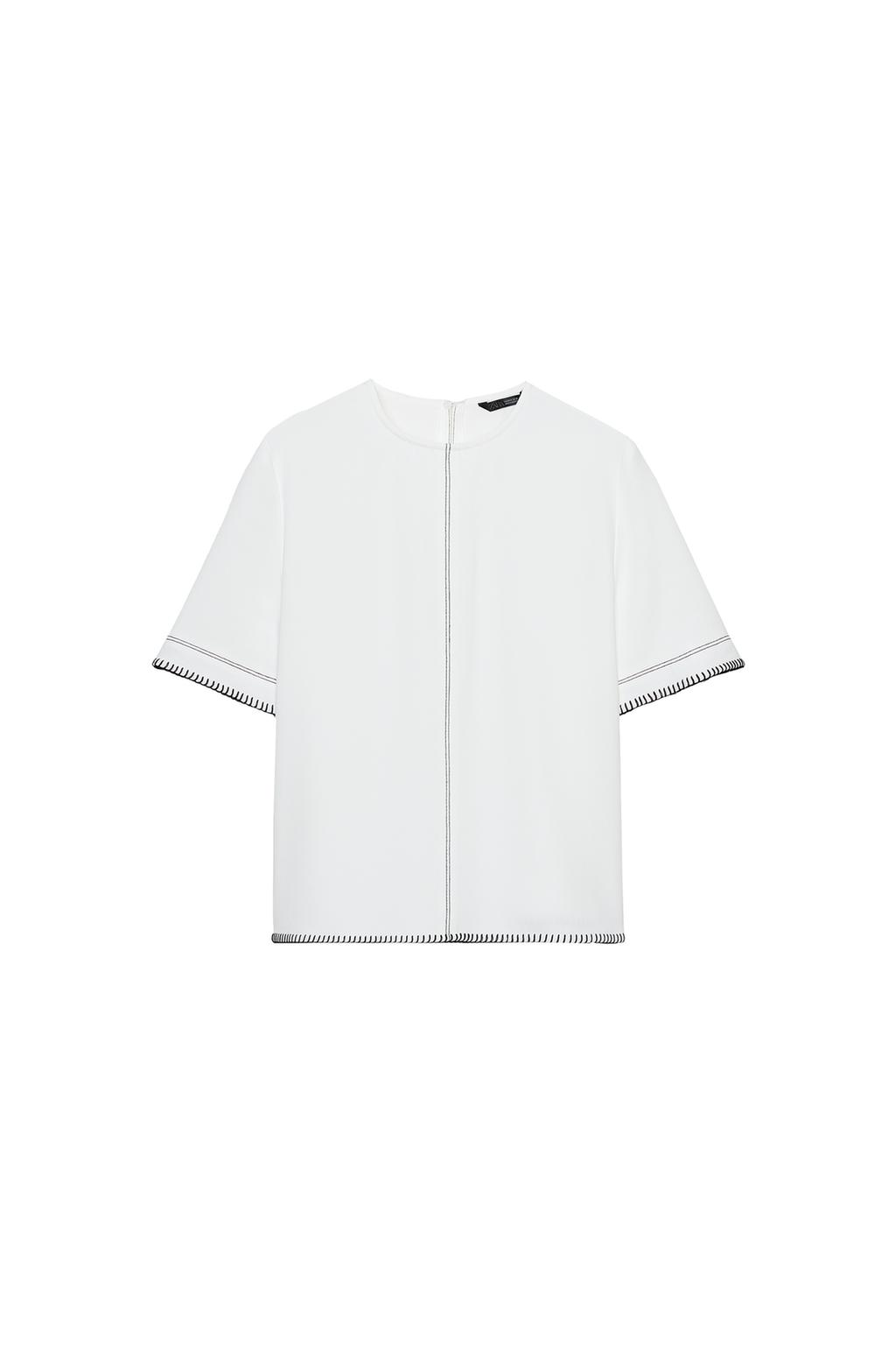 CONTRAST TOPSTITCHED TOP - image 3