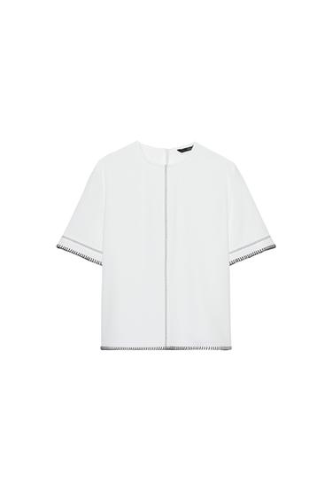 CUERPO PESPUNTES CONTRASTE - Blanco roto de Zara