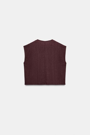 RUSTIC SLEEVELESS TOP - Burgundy by Zara - Image 4