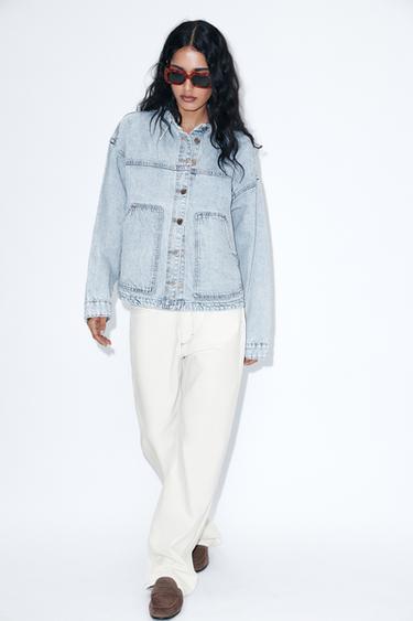CAZADORA DENIM BOLSILLOS PLASTRÓN - Azul claro de Zara
