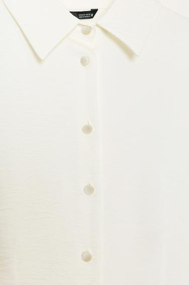 FITTED WAIST SATIN SHIRT - Ecru by Zara - Image 9