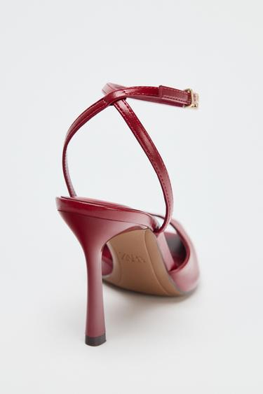 STILETTO HEEL ANKLE STRAP SANDALS - Red by Zara - Image 3