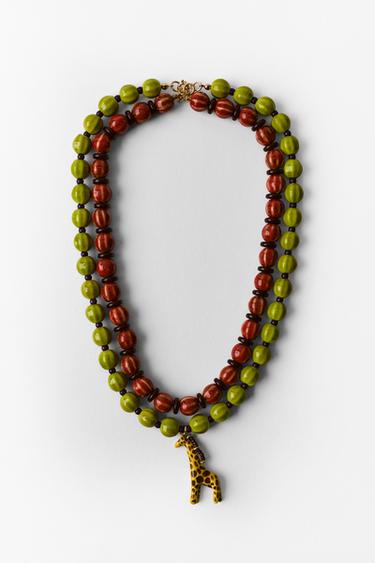 PACK OF 2 NECKLACES WITH GIRAFFE AND BEADS - Multicoloured by Zara