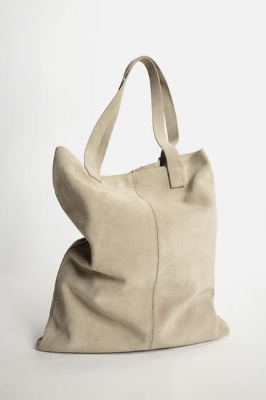 LEATHER TOTE BAG - Sand Brown by Zara