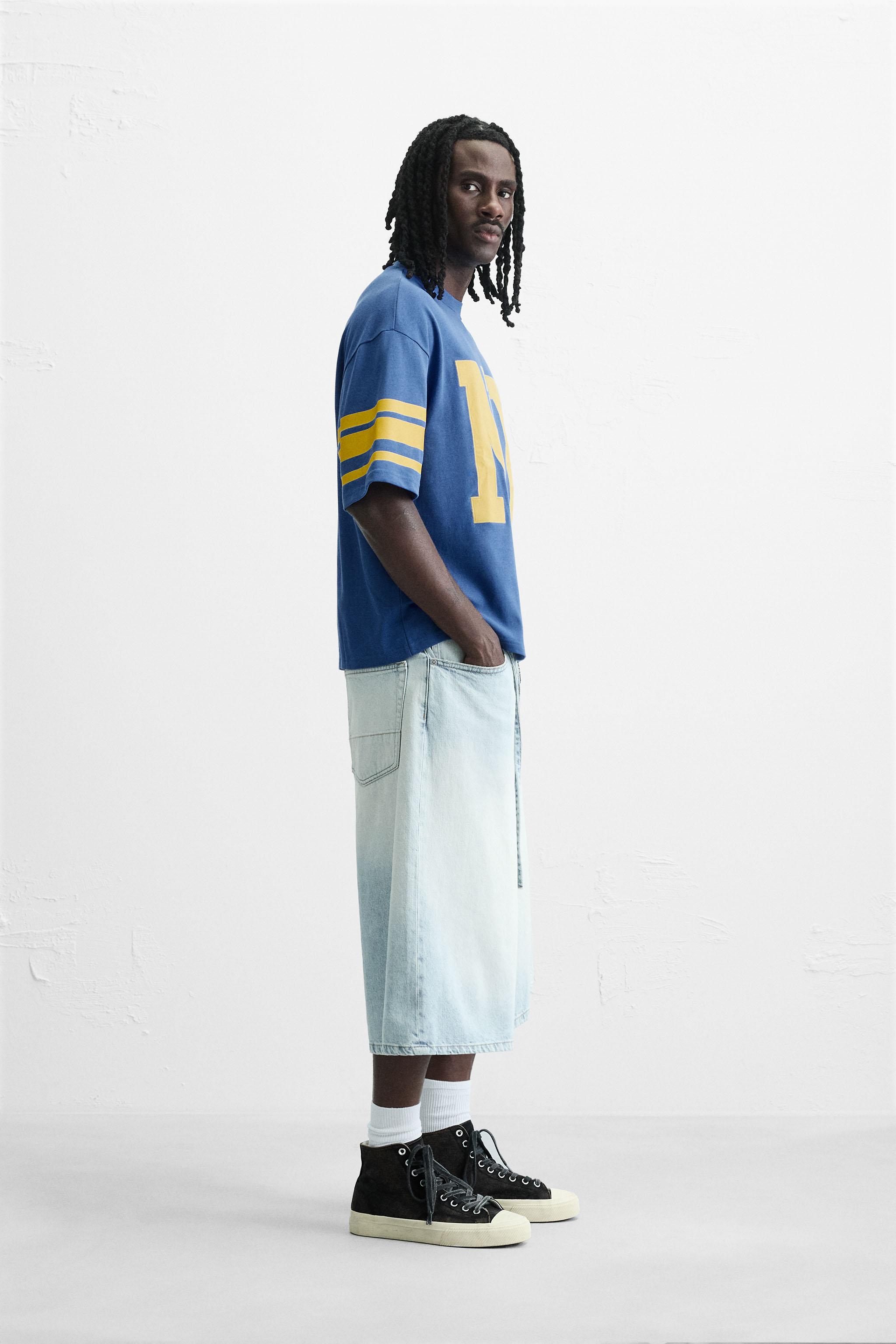 バーシティプリントTシャツ - ブルー | ZARA Japan / 日本