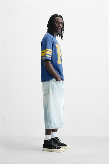T-SHIRT IMPRIMÉ VARSITY - Bleu de Zara - Image 3