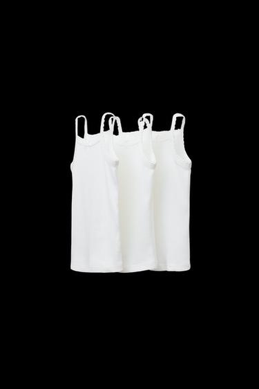 Zara 2-6 YEARS/ THREE-PACK OF RIBBED TANK TOPS - Oyster-white - Image 0