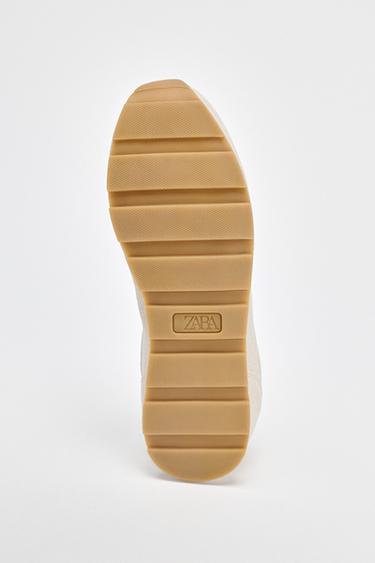 SPLIT SUEDE RUNNING TRAINERS - Ecru White by Zara - Image 4