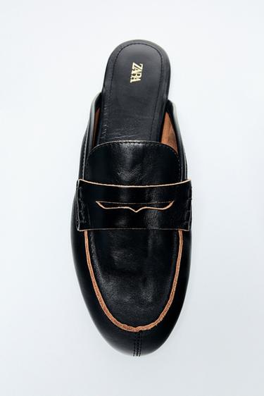 MOCASÍN PEL DESTALONADO - Negro de Zara