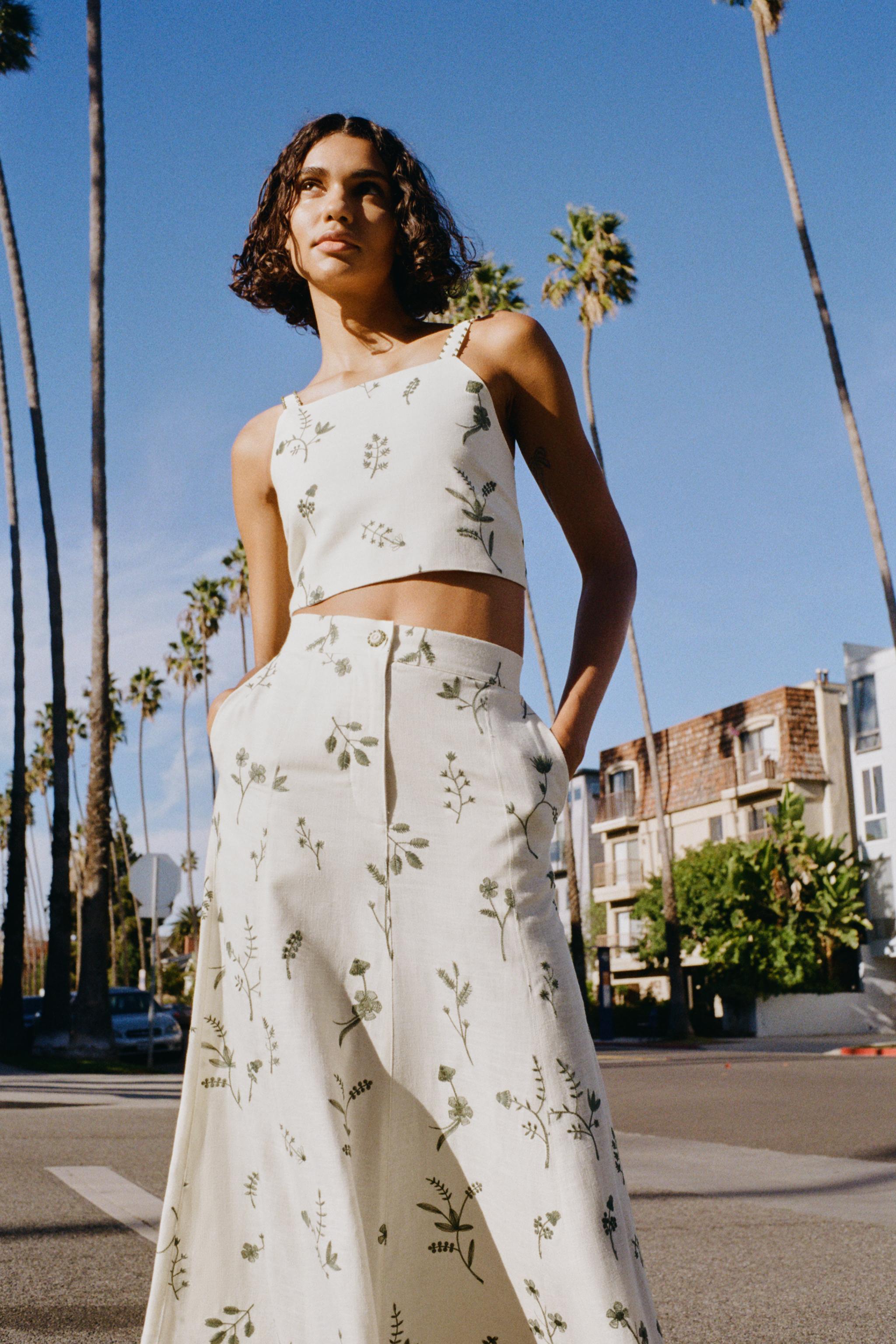 EMBROIDERED CROP TOP White ZARA Australia