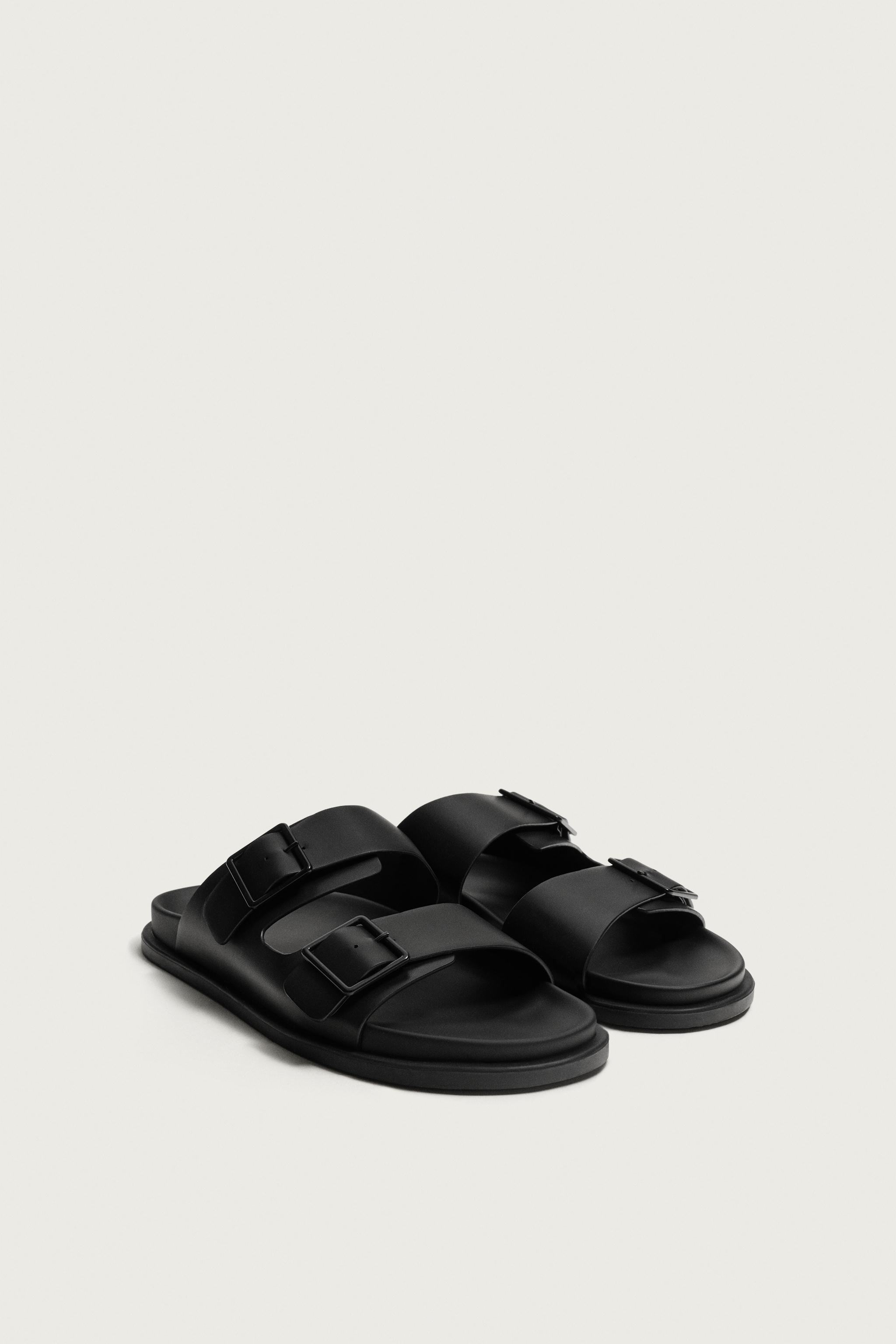 DOUBLE STRAP SANDALS — Black