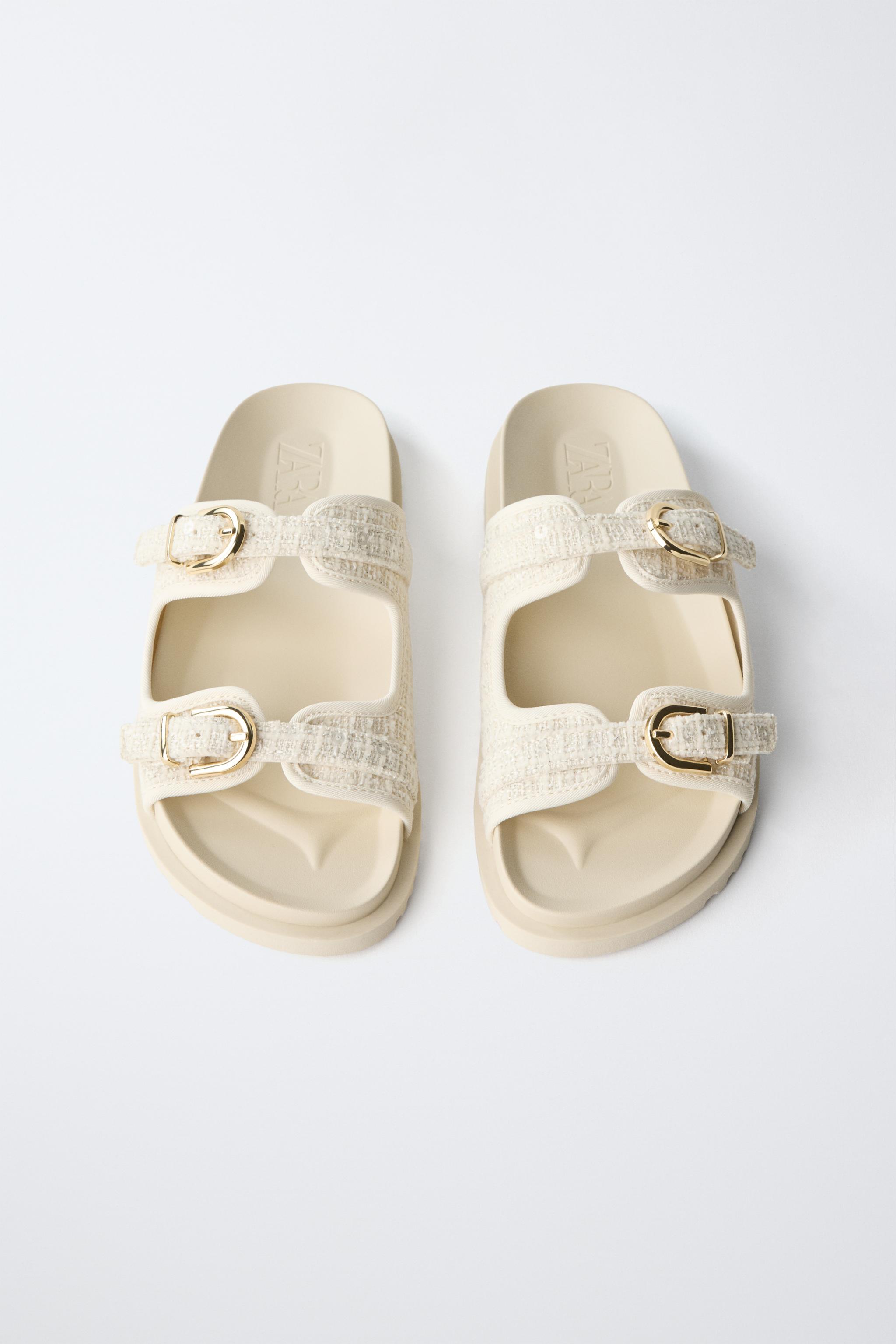Детские сандалии Zara RAFFIA EFFECT BUCKLE SANDALS — фото 4