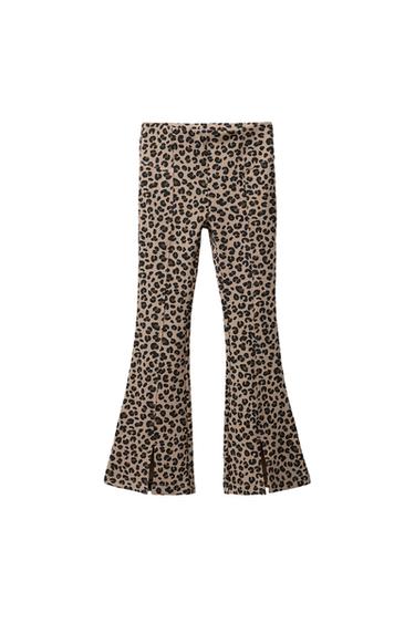 Zara RIBBED FLARE ANIMAL PRINT LEGGINGS - Leopard - Image 0