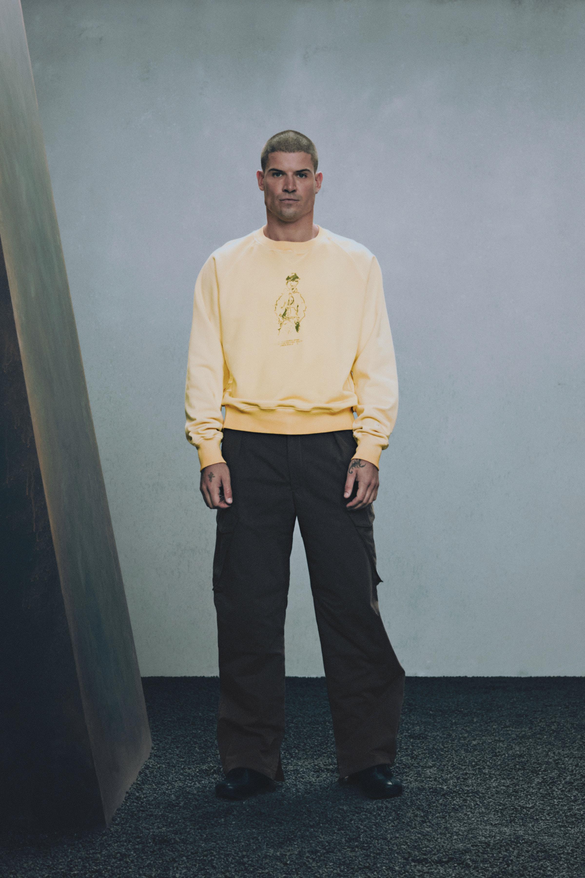 WASHED GRAPHIC SWEATSHIRT X SR_A - Yellow | ZARA United States