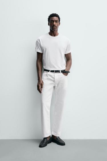 Zara 標準版型牛仔褲 - 白色