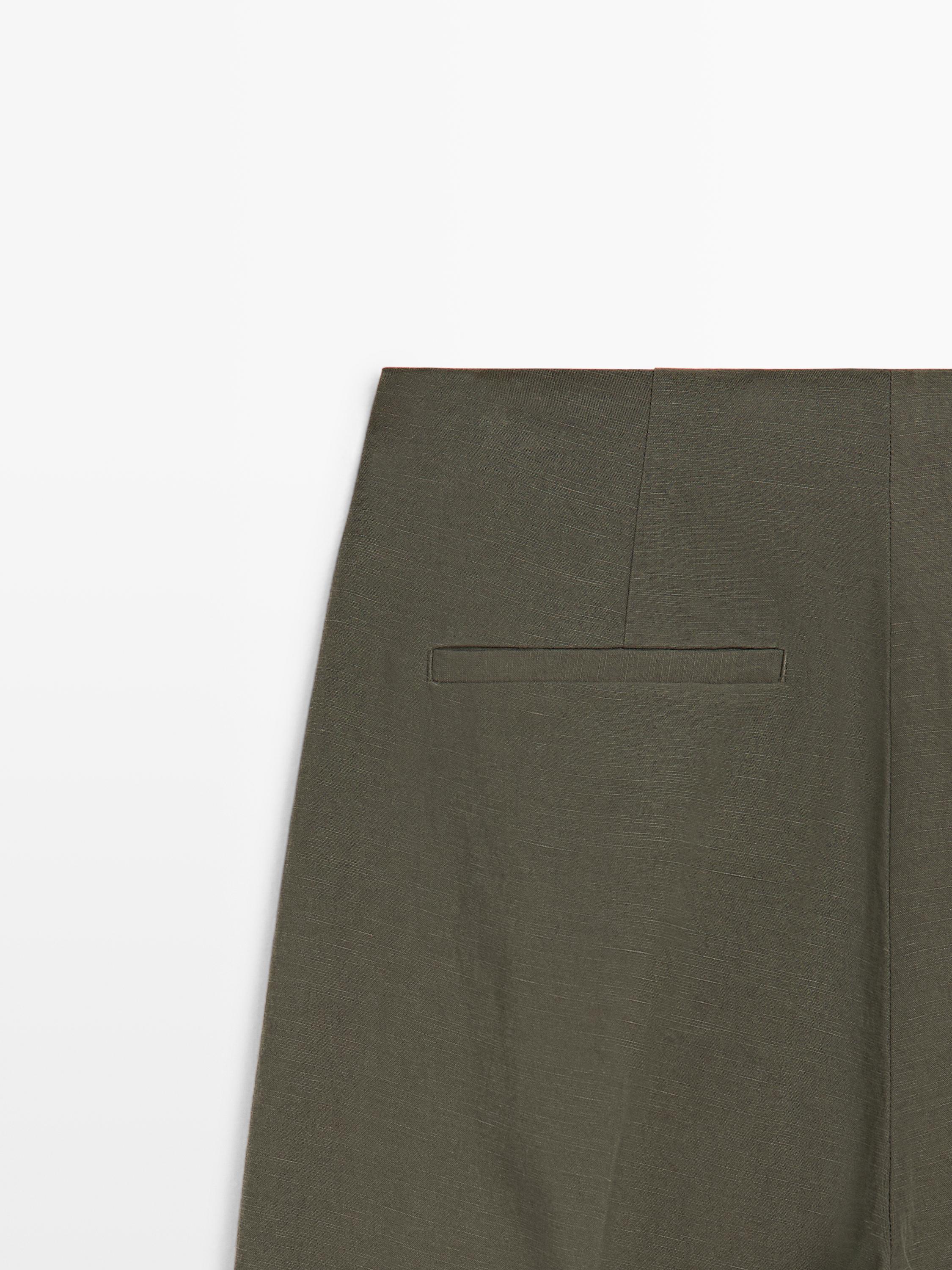 Darted wide-leg trousers