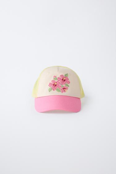 EMBROIDERED MESH CAP WITH FLOWERS - Yellow by Zara