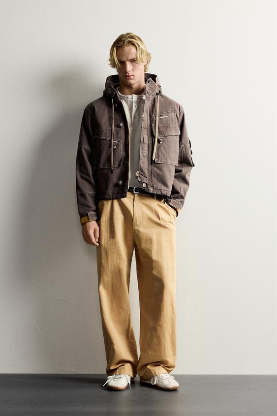 CROPPED FIT UTILITY POCKET JACKET - Brown / Taupe by Zara - Image 0