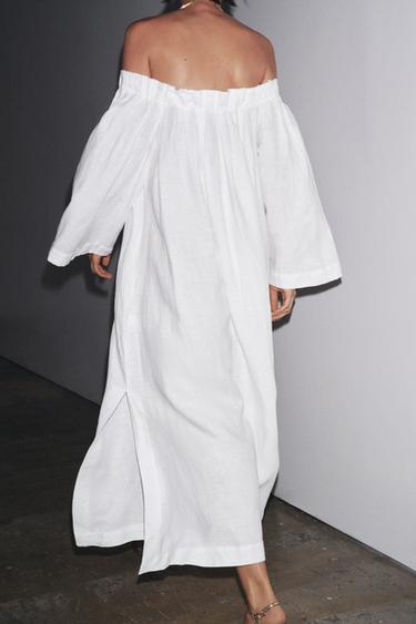 100% LINEN DRESS ZW COLLECTION - White by Zara - Image 2