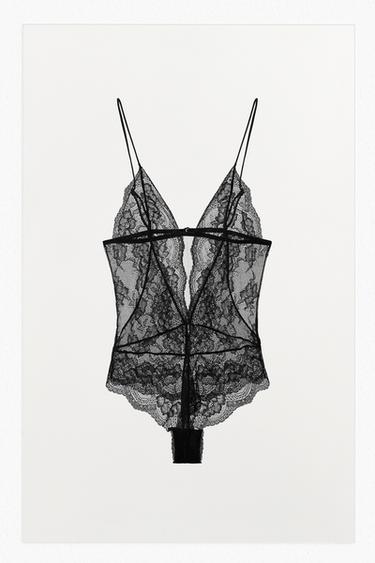 BODY DENTELLE DOS - Noir de Zara