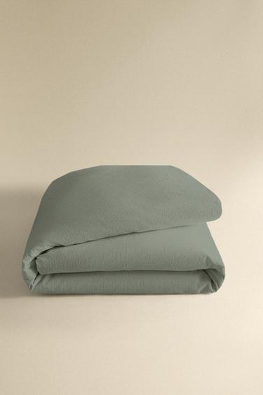 HOUSSE DE COUETTE EN COTON TEXTURÉ - Vert de Zara - Image 4
